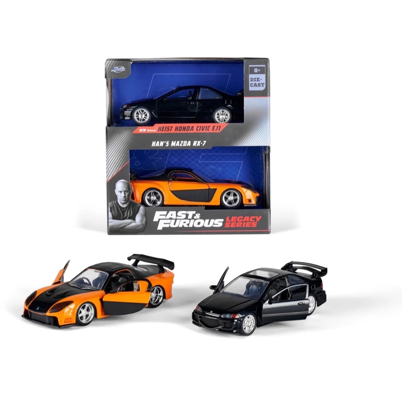 Heist Honda Civic EJ1 + Han's Mazda RX-7 - F&ampF - Jada Toys